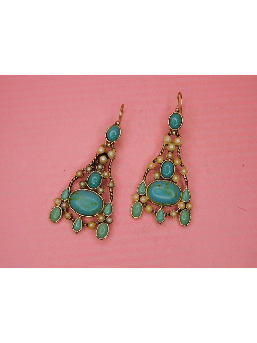 Vintage Costume Turquoise pearl Monet Costume Earrings